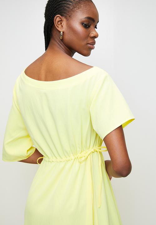 MILLA - Asymetrrical neckline dress - Lemon