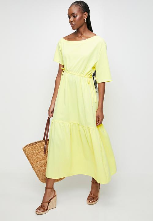 MILLA - Asymetrrical neckline dress - Lemon