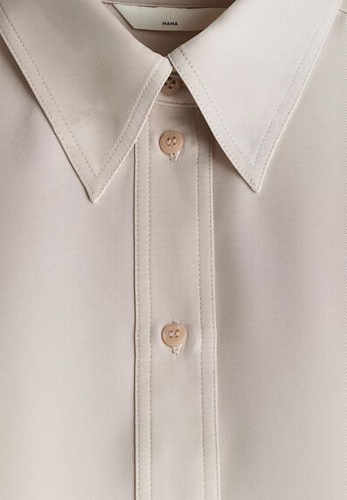 H&M - Mama before & after tie-belt shirt - light beige 