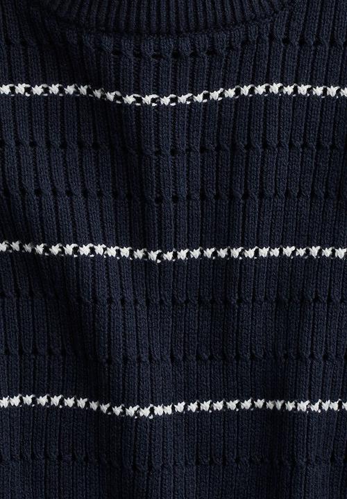 H&M - Hole-patterned jumper - navy blue striped