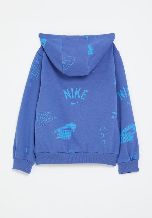 Nike - Nike club brand energy all-over print hoodie - comet blue
