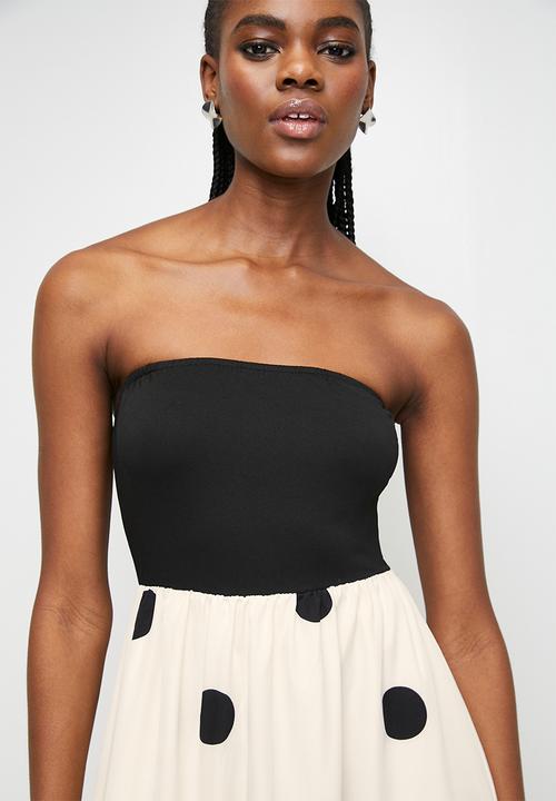 MILLA - Spot fabric combo dress - black