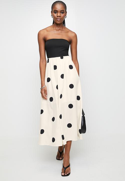 MILLA - Spot fabric combo dress - black