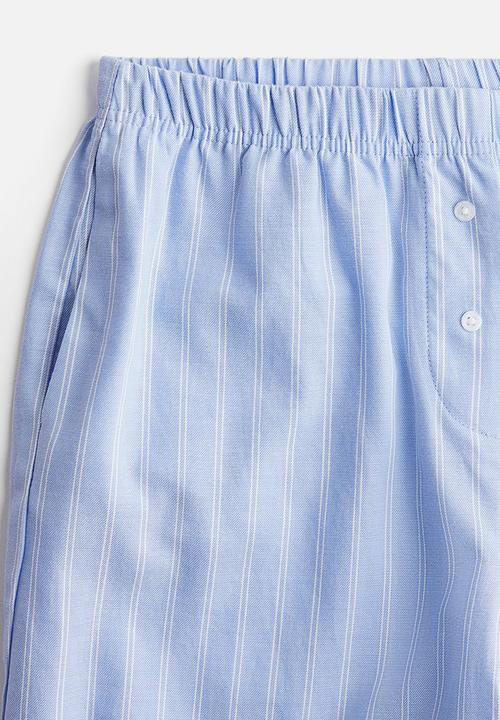 H&M - Cotton pyjama bottoms - light blue & white striped