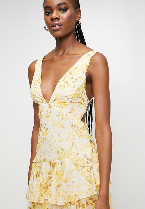MILLA - Yellow floral tiered maxi - yellow