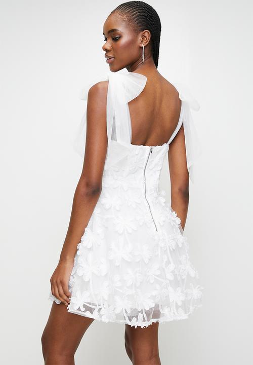 MILLA - White bow detail dress - White