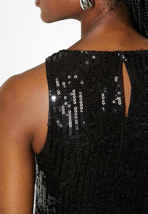 VELVET - Sequins vest - black