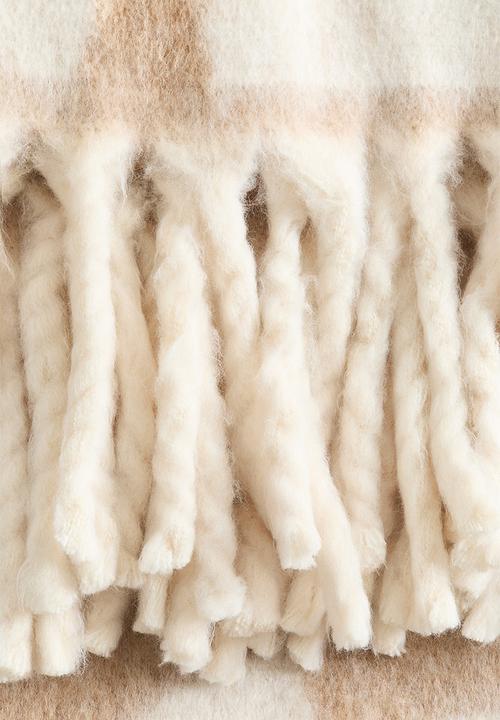 H&M - Patterned wool-blend blanket - beige/floral