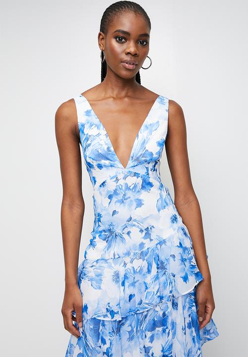MILLA - Blue floral tiered maxi - blue