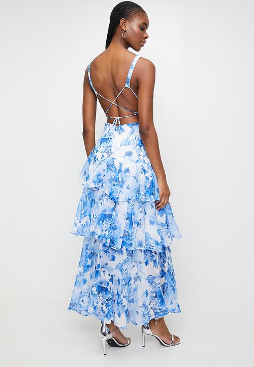 MILLA - Blue floral tiered maxi - blue