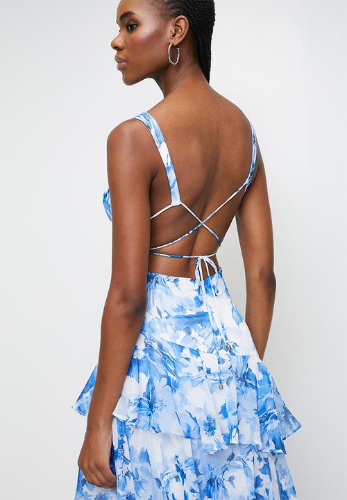 MILLA - Blue floral tiered maxi - blue
