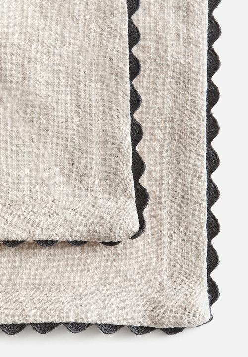 H&M - 2 Pack scalloped-edge napkins - dark grey/beige