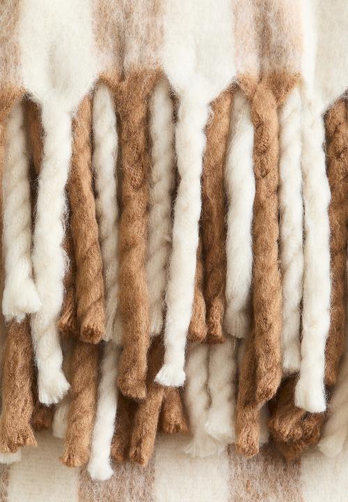 H&M - Patterned wool-blend blanket - beige/striped