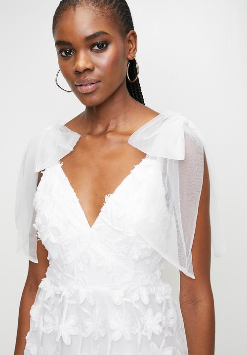 MILLA - White bow detail midi dress - White
