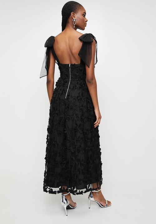 MILLA - Black bow detail midi dress - Black