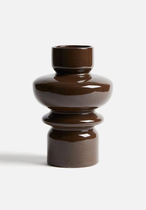 H&M - Tiered stoneware vase -  dark brown 
