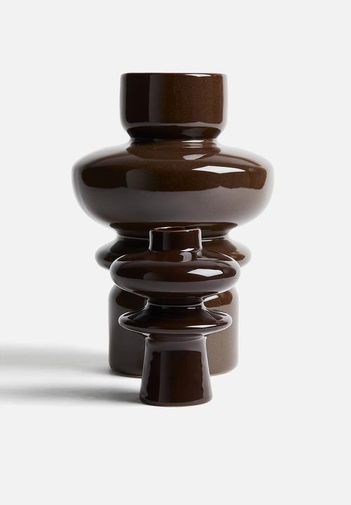 H&M - Tiered stoneware vase -  dark brown 