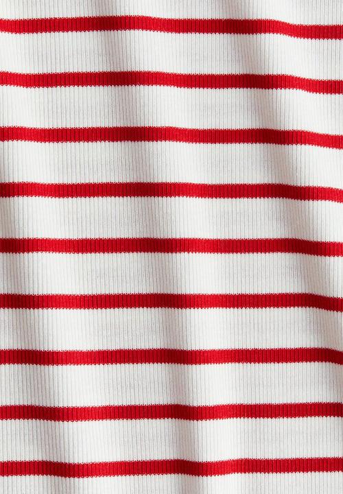 H&M - Ribbed jersey top - white & red striped