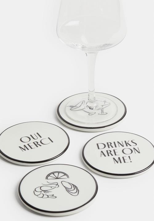 H&M - 4 Pack porcelain coasters - white/drinks
