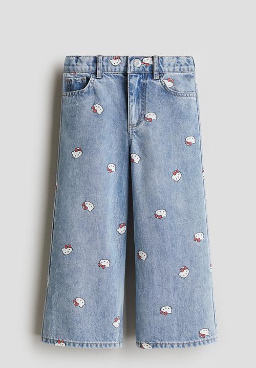 H&M - Printed wide leg jeans - light denim blue hello kitty