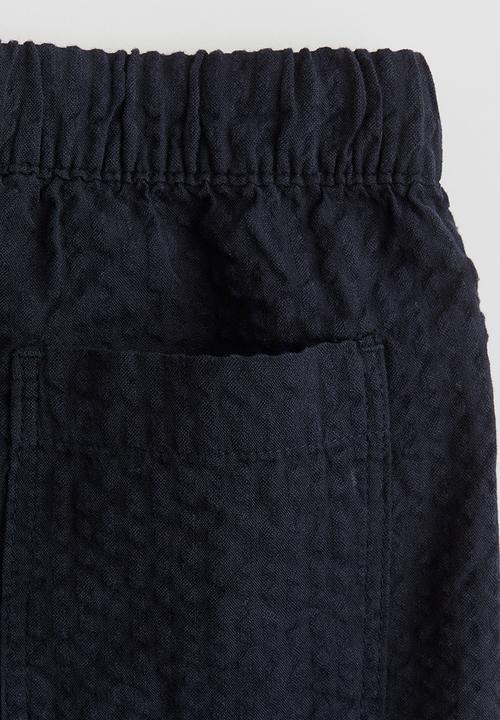 H&M - Cotton seersucker shorts - navy blue