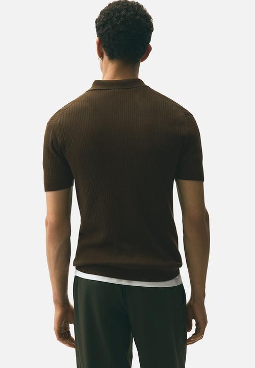 H&M - Slim fit zip-top polo shirt - brown