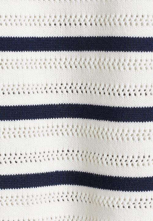 H&M - Cotton-knit polo shirt - white & black striped