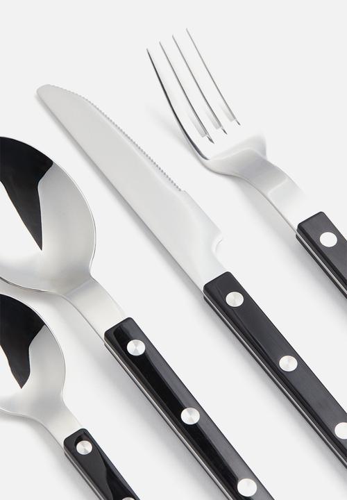H&M - 4-piece stainless steel cutlery set - black