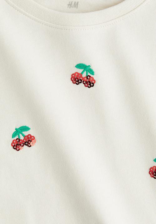 H&M - Motif-detail t-shirt - white cherries