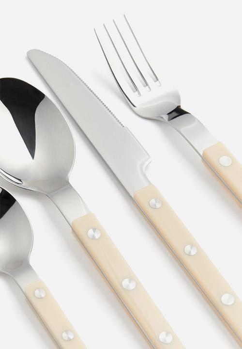 H&M - 4-piece stainless steel cutlery set - light beige