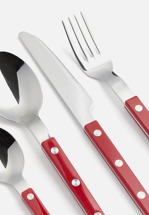 H&M - 4-piece stainless steel cutlery set - red
