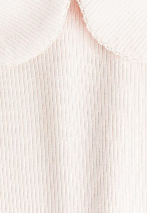 H&M - Picot-trimmed cotton top - light pink