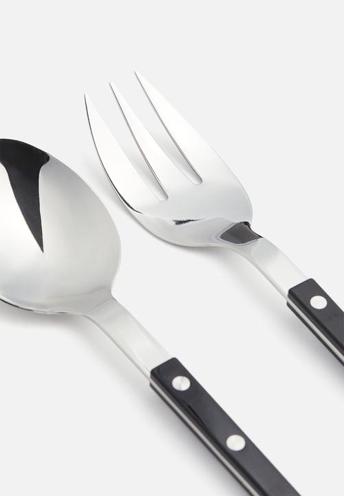 H&M - Stainless steel salad servers - black