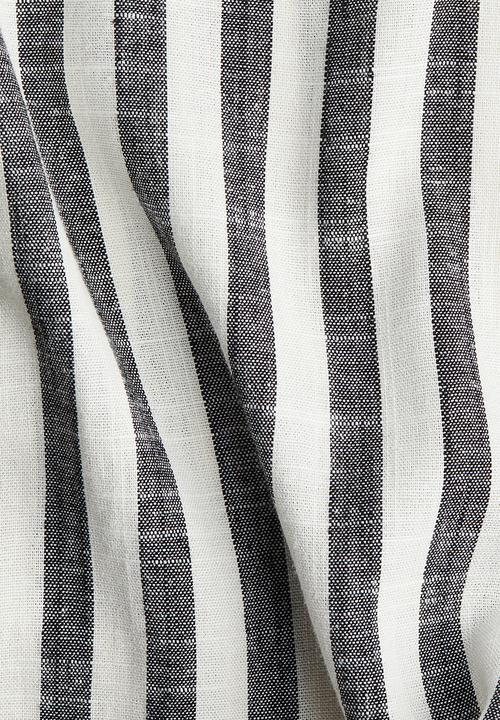H&M - Linen-blend drawstring trousers - grey/striped