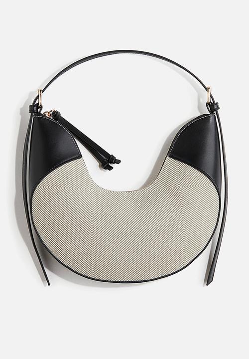 H&M - U-shaped shoulder bag - light beige/black
