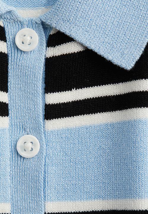 H&M - Short-sleeved cardigan - light blue/striped