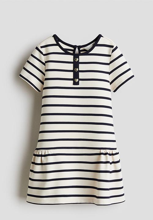 H&M - Jersey a-line dress - cream & navy blue striped