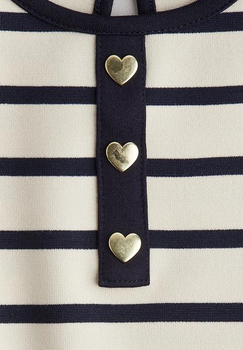 H&M - Jersey a-line dress - cream & navy blue striped