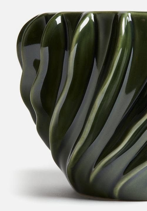 H&M - Stoneware plant pot -  dark green