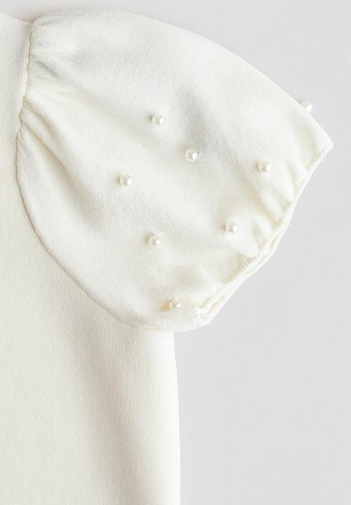 H&M - Bead-detail fine-knit top - white