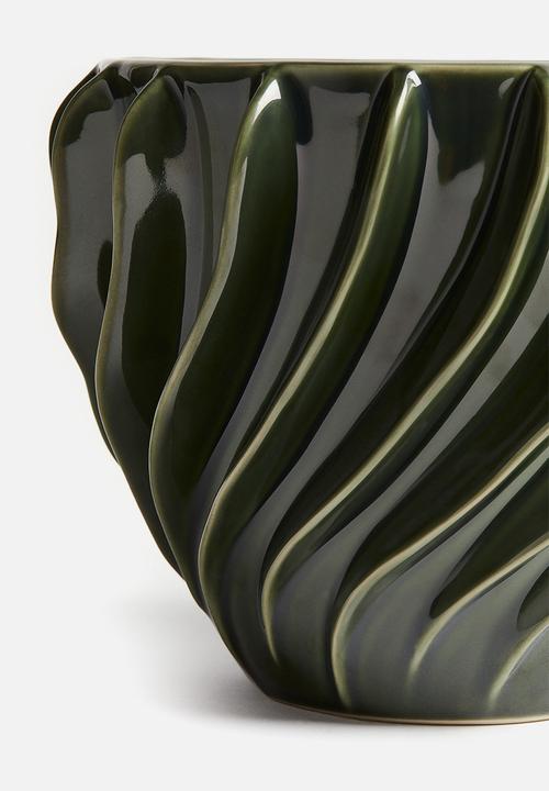 H&M - Large stoneware plant pot - dark green