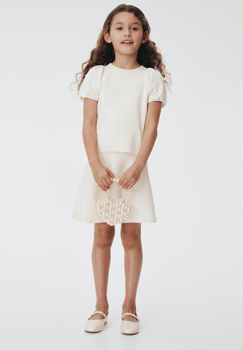 H&M - Bead-detail fine-knit top - white
