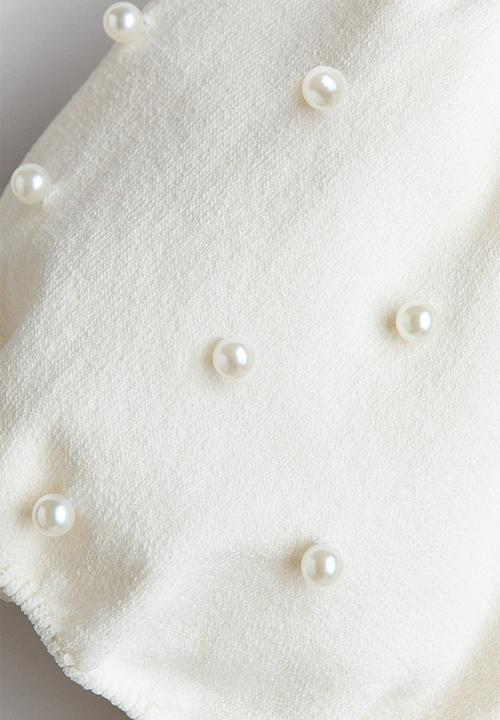H&M - Bead-detail fine-knit top - white