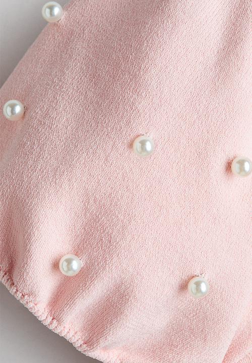 H&M - Bead-detail fine-knit top - light pink