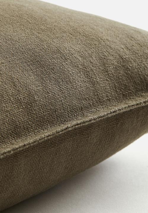 H&M - Linen-blend cushion cover -  khaki green