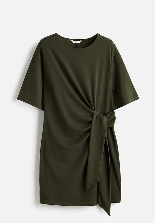 H&M - Knot-detail dress - dark green