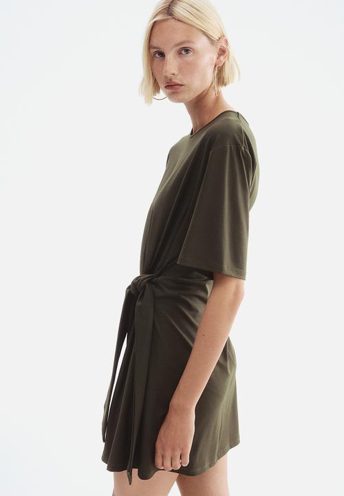 H&M - Knot-detail dress - dark green