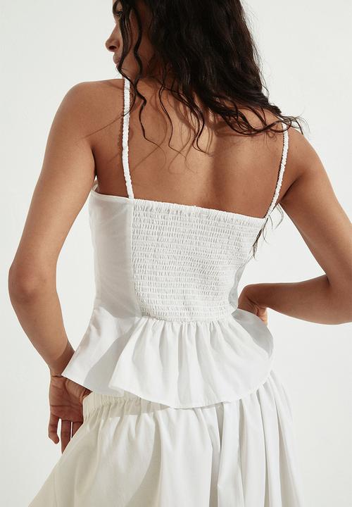 H&M - Gathered strappy top - white
