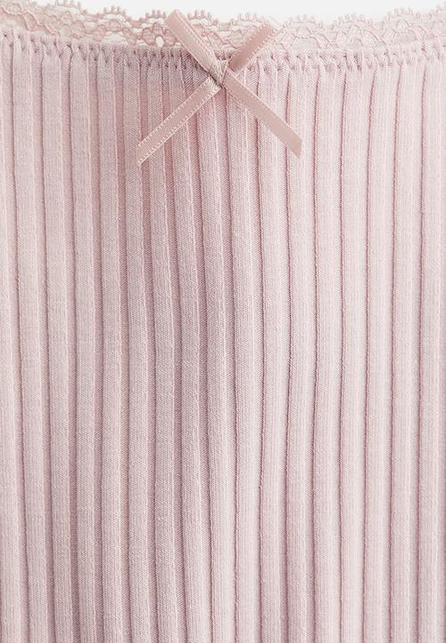 H&M - Lace-trimmed strappy top - light dusty pink