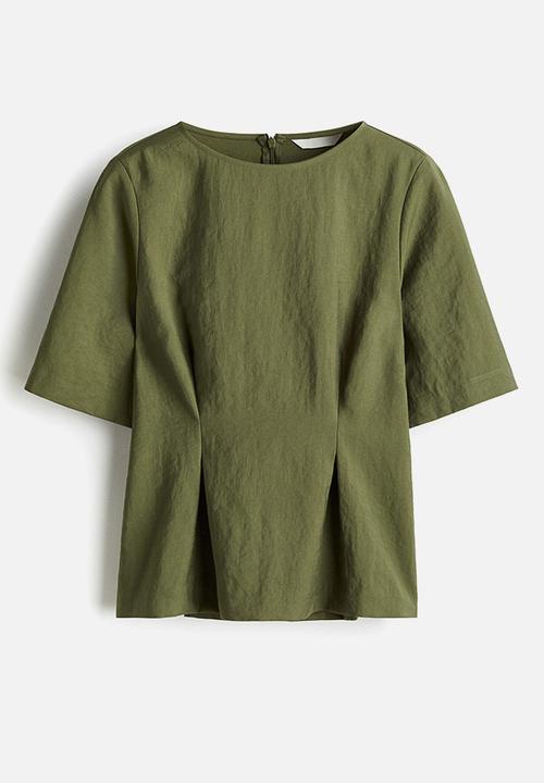 H&M - Waisted blouse - dark green